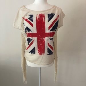Uk British Flag Fringe Festival T-shirt Size S